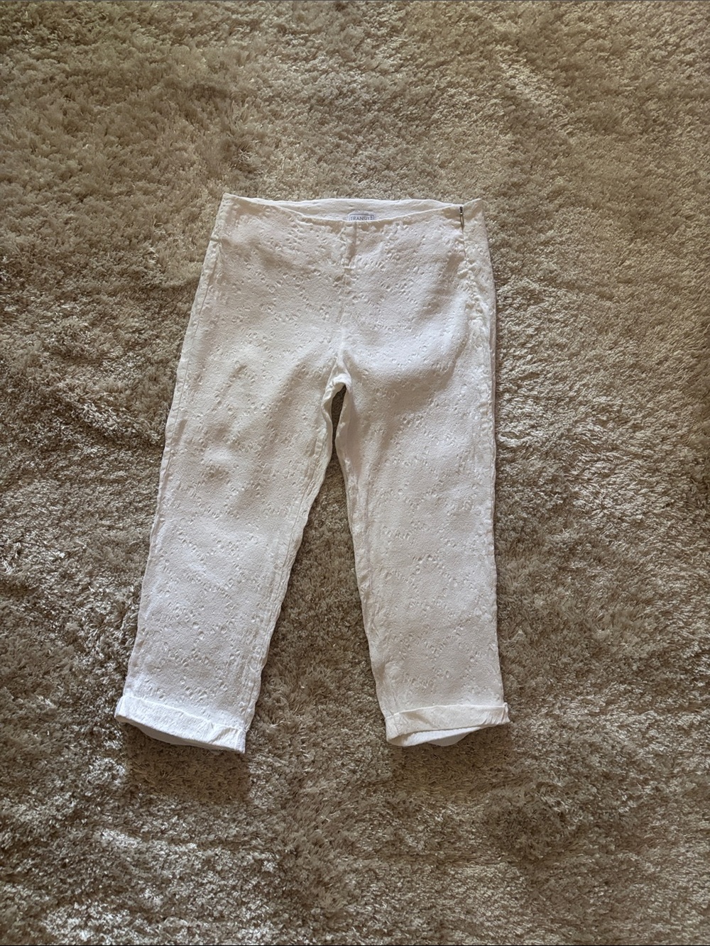Transit White Eyelet Cropped Pants Size 2